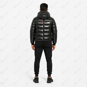 Veste à capuche rembourrée noire pour homme Tiierwear, coupe-vent, rembourrage en polyester, fermeture éclair, vêtement d'hiver décontracté - Product Image 5