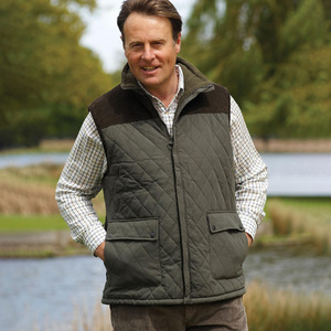 Gilet matelassé sans manches pour homme, chauffe-corps rembourré pour le tir et la chasse avec bordure en velours côtelé, vente en gros, personnalisable, style campagnard - Product Image 3