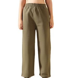 Pantalon droit décontracté pour femme, tissu doux, coupe classique, hiver, devant plat, respirant, écologique, 100% coton, pantalon pour femme - Product Image 1