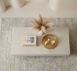 Table basse carrée en bois avec incrustations géométriques modernes pour salon, meubles de maison - Product Image 3