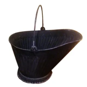 Cubo de carbón galvanizado hecho a mano de bajo precio con acabado recubierto de polvo negro utilizado para el hogar y el lugar del fuego