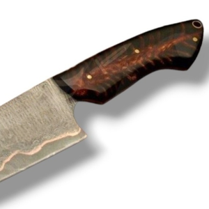 Couteaux de chef professionnels en acier Damas avec lame à bord plat tranchant, motif artistique et manche en bois naturel pour la découpe en cuisine - Product Image 5