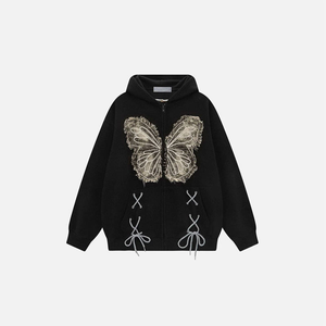Sweat à capuche zippé en coton tricoté délavé pour femme, style Y2K streetwear, grande taille, chaud, coupe-vent, manches longues, décontracté, pour l'automne - Product Image 1