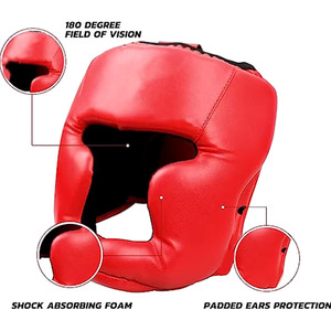 Protège-tête de boxe pour enfants, design haut de gamme, cuir véritable, réglable, protection du menton ouverte, pour entraînement MMA, Kickboxing, Muay Thai - Product Image 2