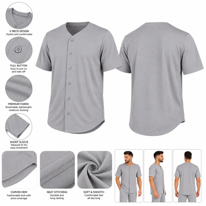 Maillot de baseball robuste en polyester léger à manches courtes, design écologique pour le jeu compétitif et l'usage sportif quotidien, OEM - Product Image 5