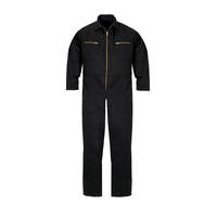 Combinaison de travail pour homme en coton noir ignifuge, respirante, légère et écologique, avec poches à fermeture éclair dorée, certifiée CE