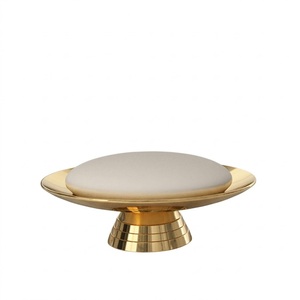 Exclusive Polished Brass <b>Soap</b> Dish Countertop Bath Accessory Elegant Gold Finish Metal <b>Soap</b> <b>Holder</b> For Hotel Bathroom Decor - Product Image 2