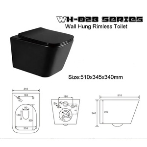 Thiết bị vệ sinh một mảnh dual-tuôn ra hiện đại gốm trở lại tường nhà vệ sinh với P-trap không có bể ngồi Pan - Product Image 3