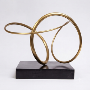 Handcrafted Metal Looped Ribbon Abstract Sculpture Tabletop <b>Art</b> <b>Object</b> Modern Luxury Home Decor Living Room Centerpiece Accent - Product Image 3