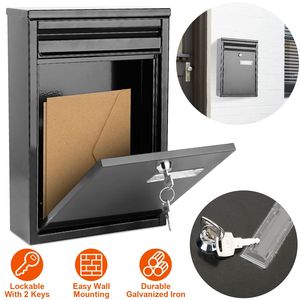 Cassetta postale di sicurezza da parete in ferro zincato con cassetta postale con serratura e 2 chiavi per la casa o l'ufficio - Product Image 2