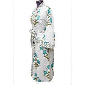Kimono Largo Floral para Mujer, Cuello en V, Manga Larga, 100% Algodón, Estampado Digital, Cierre con Cinturón, Secado Rápido, Transpirable, Casual - Product Image 3
