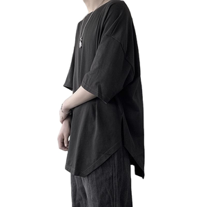 T-shirt unisexe à manches courtes, style coréen, tendance, fentes latérales, coupe classique, décontracté, 100% coton respirant - Product Image 2