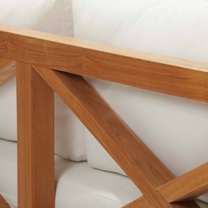 Sofá Moderno de Madera de Teca para Exteriores con Cojines Color Crema, Muebles de Jardín de 2 Plazas, Resistentes a la Intemperie, con Estructura Sólida - Product Image 6