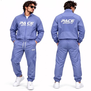 Ensemble veste coupe-vent et pantalon pour homme, couleur lavande, blanc, entièrement zippé, imperméable, style colorblock, vêtements de sport - Product Image 5