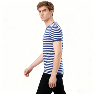 New OEM Wholesale Oversized <b>Short</b> <b>Sleeve</b> T-shirts for Men Women 100% Cotton Breathable Quick Dry Casual Blue White Contrast - Product Image 3