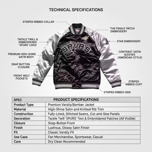 Blouson universitaire pour homme noir et argenté avec lettrage brodé, col montant, décontracté, pour l'hiver, en toile unie, fermeture éclair frontale, style urbain - Product Image 4