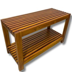 Banc de douche en teck, fabriqué en Indonésie, meuble en bois massif - Product Image 1