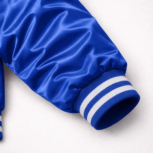 Veste universitaire en satin élégante personnalisable |   Blouson bomber brodé avec logo et nom - Product Image 3