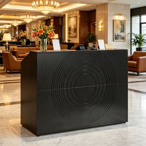 Scrivania di Ricezione Moderna e Lussuosa con Piedi Regolabili e Pannello Pieghevole, Arredo per Ufficio, Palestra, Hotel, Centro Commerciale, Scuola e Casse - Product Image 1