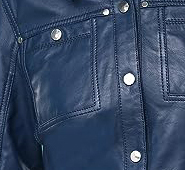 Chaqueta de Cuero Genuino Azul para Mujer, Estilo Trucker, Cuello Camisero, Cierre de Cremallera, Manga Larga, Abrigo de Invierno Ecológico con Logotipo - Product Image 5
