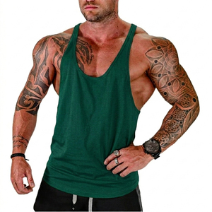 Camiseta sin mangas de algodón verde oliva para hombre, cuello en V, informal, transpirable, para entrenamiento, color sólido, tejida, estilo musculoso - Product Image 5