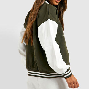 แจ็คเก็ตเลตเตอร์แมนสำหรับผู้หญิงสไตล์สตรีท คอปกและชายเสื้อแบบริบ พร้อมกระดุมแป๊กที่ทนทาน - Product Image 4