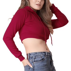 <b>Top</b> Notch Women's Cotton Terry Pullover Cropped Hoodie 100% Cotton Embroidered Relaxed Fit Streetwear Zipper <b>Crop</b> <b>Top</b> <b>Hoodies</b> - Product Image 3