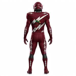 Ensemble de maillot et pantalon de football NEXTEX pour homme, motif éclair, couleur bordeaux et argent, sublimation - Product Image 2