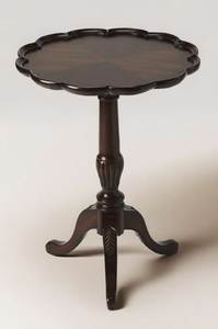 Table basse traditionnelle en bois, plateau rond festonné, table d'appoint décorative, meuble de salon, style antique - Product Image 5