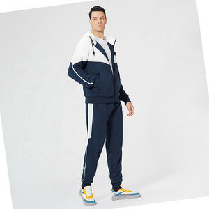 Survêtement à capuche rouge et gris pour homme, manches longues, fermeture éclair, poches latérales, coupe classique, style sportif, vêtements décontractés d'automne - Product Image 6