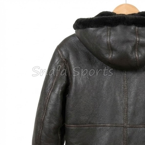 Leather <b>fur</b> Men's Sheepskin Real Leather Jacket Coat Bomber Flying Shearling Zipper Closure Moto & Biker Jackets - Product Image 6