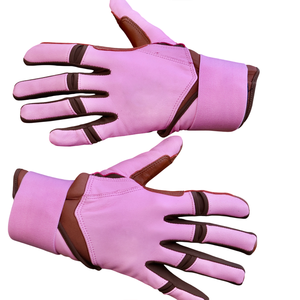 Custom Pink & Brown Leather Ambidextrous Breathable Durable Batting Gloves for Adults-Ergonomic Flexible Fit - Product Image 1