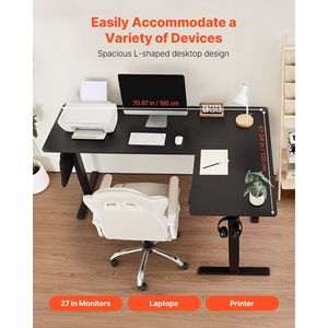 Dual Hooks Heavy Duty Electric Adjustable Height L-Shaped Corner Gaming Desk Carbon Steel <b>Computer</b> <b>Table</b> High Office Desks - Product Image 3