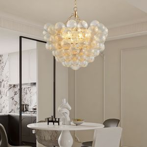 Lampadario a sospensione dorato da 23,6 pollici con paralume a globo in vetro trasparente, altezza regolabile per soggiorno e sala da pranzo - Product Image 1