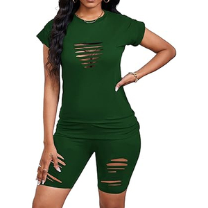 Women Loose Fit Casual Top and Biker <b>Shorts</b> Set Trendy Summer Matching Outfit - Product Image 3