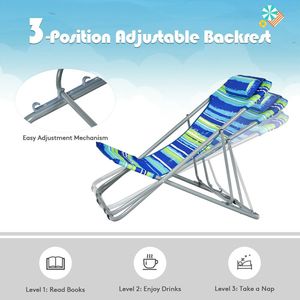Set di 2 Sedie da Spiaggia Portatili con Poggiatesta per la Tua Prossima Gita in Spiaggia! - Product Image 5
