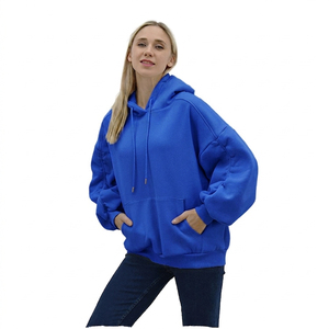 Sweat-shirt à capuche surdimensionné pour femme, couleur unie, en molleton de coton, manches longues, vêtements décontractés d'automne avec poches - Product Image 5