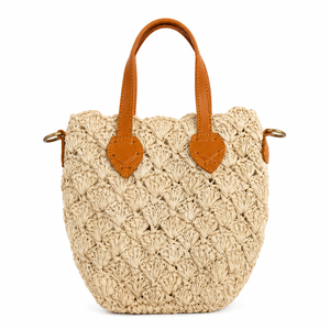 Bolso de mano de ganchillo de moda TAS PUSPA con asas de cuero, bolsa de regalo ecológica - Product Image 1