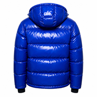 Doudoune bleue brillante personnalisée avec strass, style urbain, manteau d'hiver matelassé, coupe oversize, chaud, zippé, vêtement d'extérieur tendance