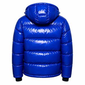 Doudoune bleue brillante personnalisée avec strass, style urbain, manteau d'hiver matelassé, coupe oversize, chaud, zippé, vêtement d'extérieur tendance - Product Image 6