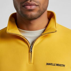 Nouveau design 2026 – Pull molletonné décontracté pour homme, couleur unie, demi-zip, en polaire Sherpa, 100 % coton, écologique - Product Image 6