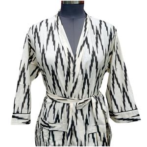 Bata de Baño Kimono Larga para Mujer, Hecha a Mano en India, Ecológica, con Cierre de Cinturón y Cuello en V, de Secado Rápido, 100% Algodón, Cómoda para Otoño - Product Image 3