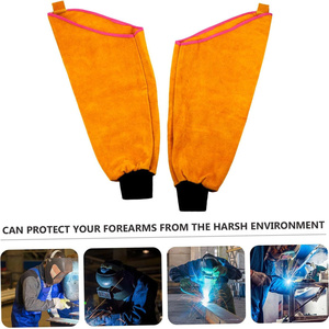Manchons de protection pour bras de soudeur en cuir robuste de haute qualité, résistants à la chaleur et aux étincelles, équipement de sécurité pour le soudage - Product Image 3
