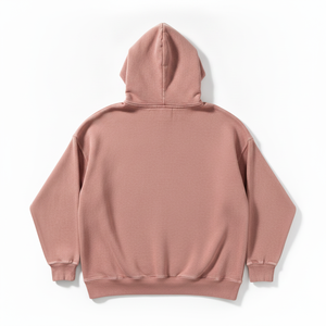 Sweat-shirt à capuche personnalisé en molleton de coton épais avec logo 3D en relief, coupe oversize, style streetwear unisexe, vierge, couleur beige, vente en gros - Product Image 3