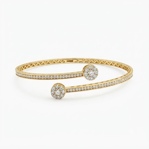 กำไลข้อมือทองคำโรสโกลด์ 14K ประดับเพชร DEF VVS 0.90 กะรัต เพชรแล็บทรงกลมแบบไมโครเพฟ กำไลข้อมือแบบเปิดสำหรับเธอ - Product Image 2