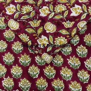 Tela de Algodón Cambray Estampada a Bloques 60x60, Tela de Algodón con Estampado Tradicional Jaipuri - Product Image 5