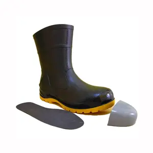 Benzersiz tasarım ayak koruma kauçuk ayakkabı inşaat terard güç istasyonu çelik ayak çelik orta taban düşük kesim ayak bileği PVC yağmur çizmeleri