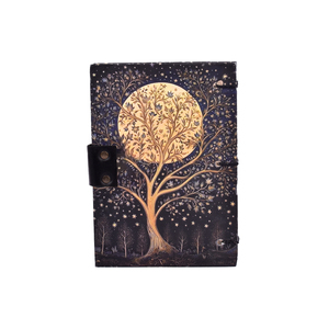 สมุดบันทึกกระดาษทำมือ A5 ลายต้นไม้แห่งชีวิตและดวงจันทร์ เป็นมิตรกับสิ่งแวดล้อม |   สมุดบันทึกพร้อมตัวล็อคโลหะ ผู้จำหน่ายขายส่งจำนวนมาก - Product Image 2