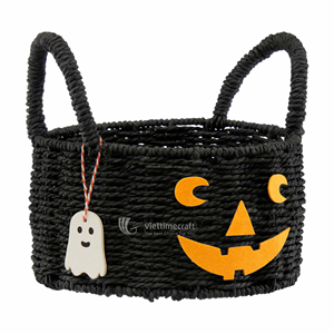 Abat-jour suspendu en rotin tressé artisanal Viettimecraft, décoration d'Halloween, lampe fantaisie, ornement suspendu, impression personnalisée - Product Image 5
