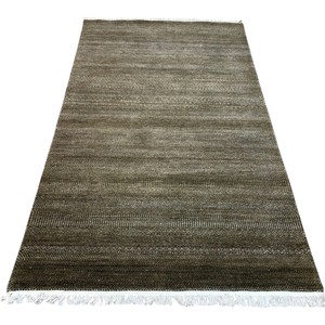 Alfombra Moderna de Lana Verde Oliva, Alfombra Texturizada Contemporánea Hecha a Mano TRO-0250, Anudada a Mano - Product Image 1